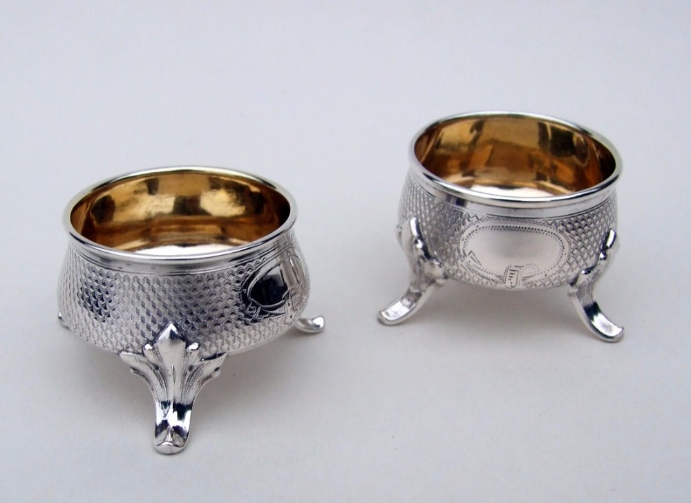A splendid pair of silver gilt Continental salt tubs.