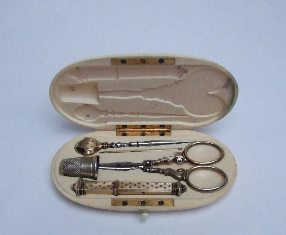 A fabulous French silver gilt sewing kit.