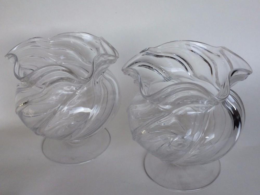 A lovely pair of wrythen Victorian posy vases.