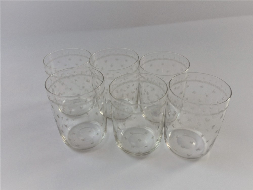 A superb set of six Victorian star engraved water tumblers.