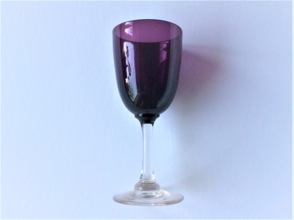 A lovely amethyst bowl Victorian wine glass.