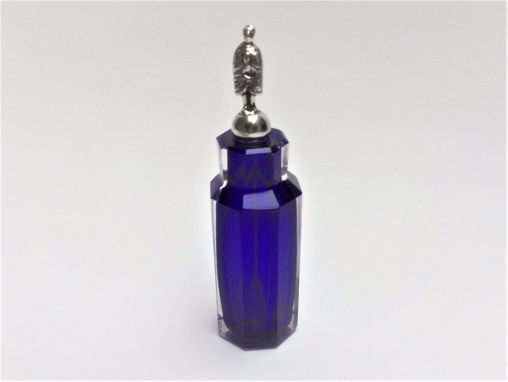 A rare Victorian silver & glass spice bottle & spoon.