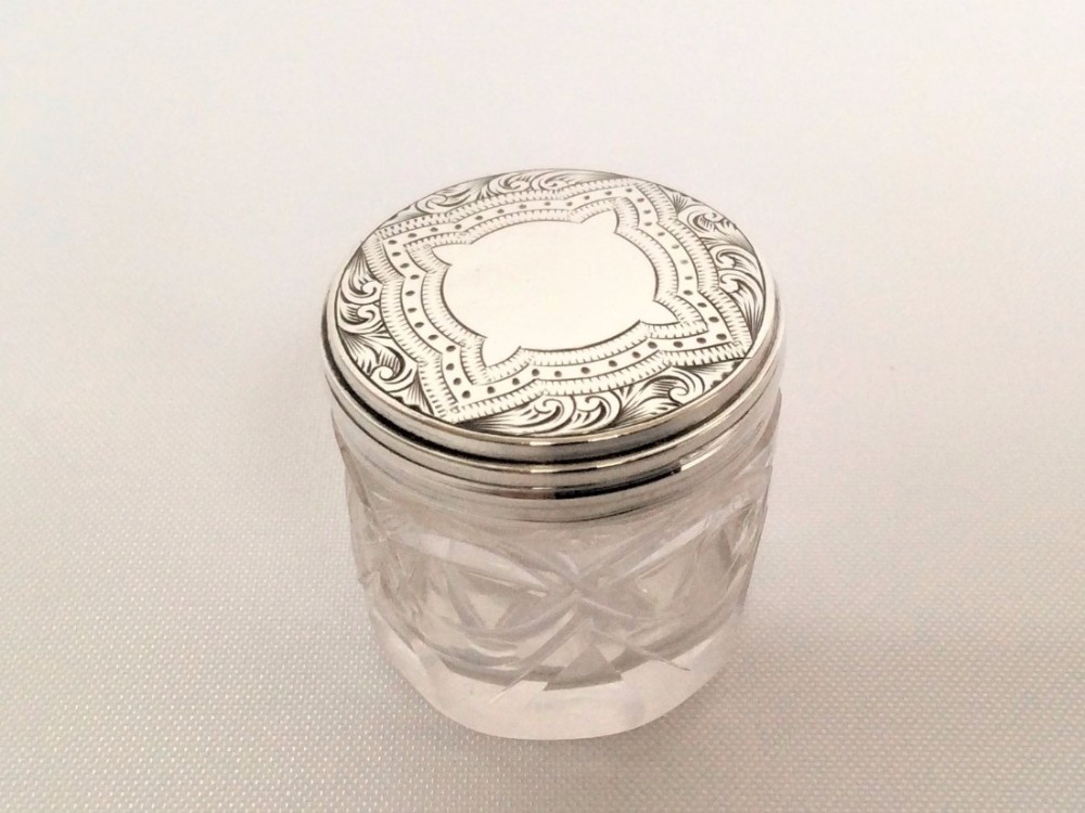 A charming Victorian silver mounted rouge pot.