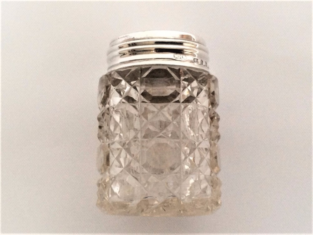 A lovely Victorian silver mounted dressing table jar.