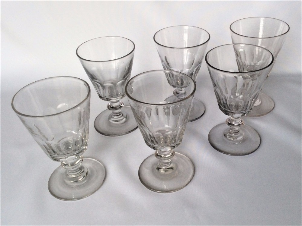 A rare set of six cut glass wine rummers.