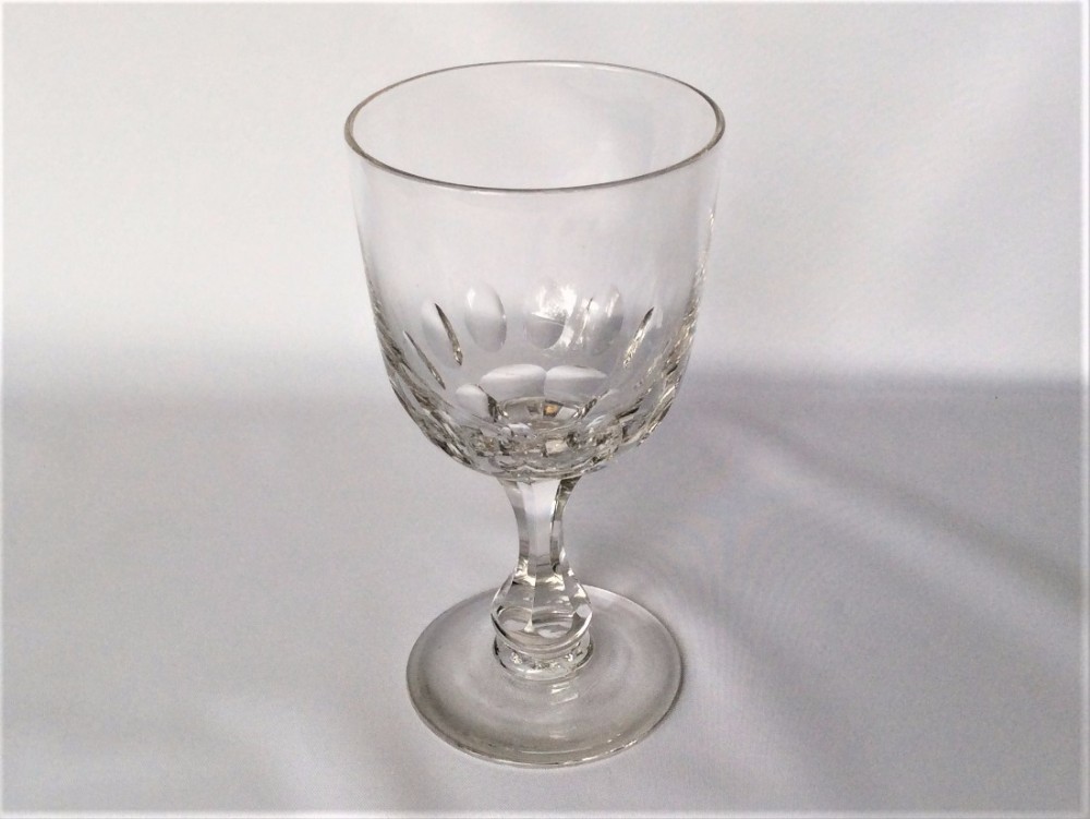 A handsome Victorian thumbnail cut large wine goblet.