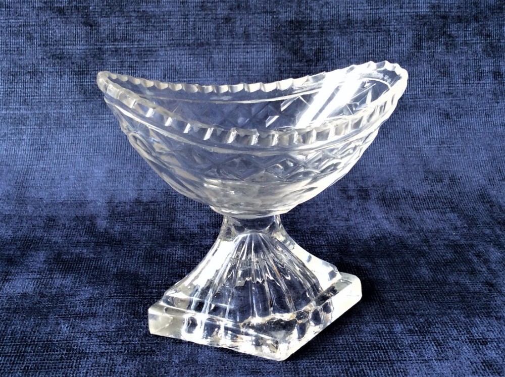 A fabulous 18th Century cut glass condiment boat.