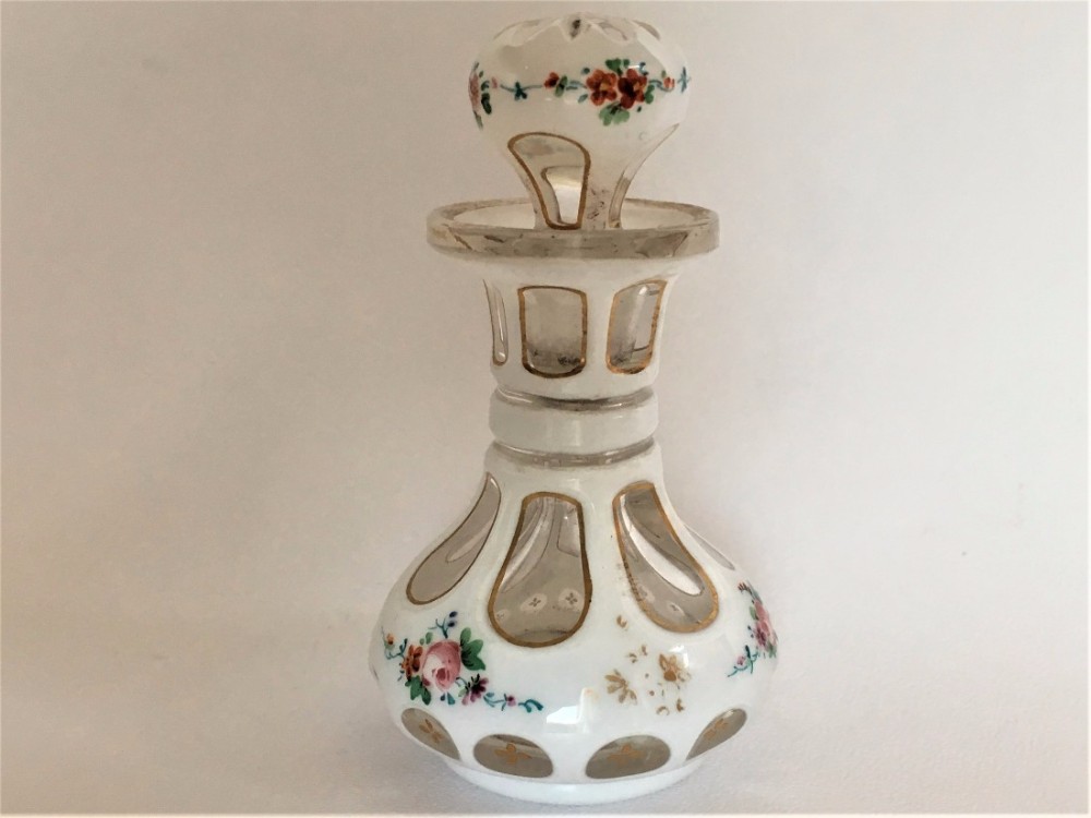 A stunning Bohemian overlay glass scent bottle