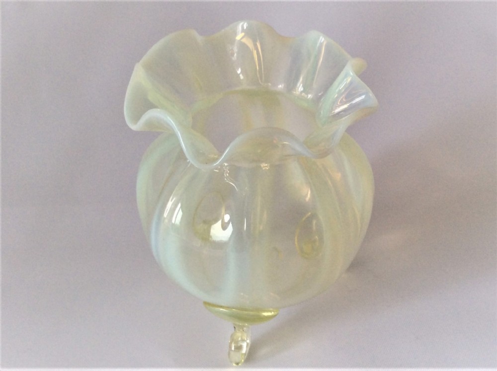 A Victorian Uranium and Vaseline glass posy vase.