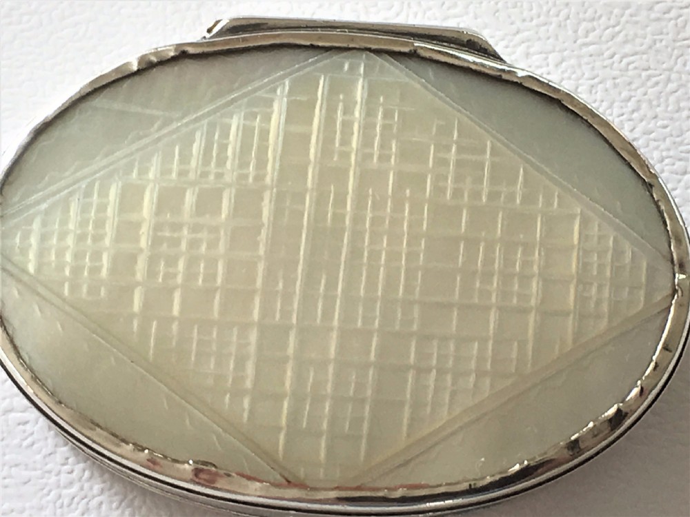 A rare George II silver & mother-of-pearl snuffbox. View V