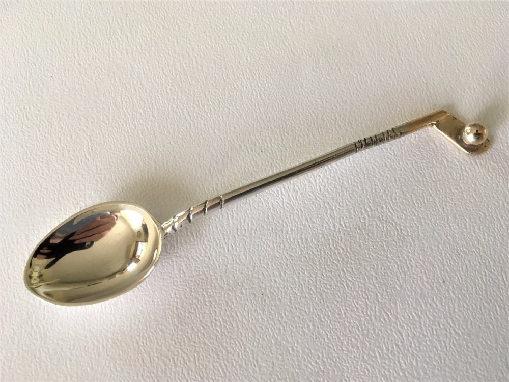 Art Deco Golfing interest silver gilt spoon.