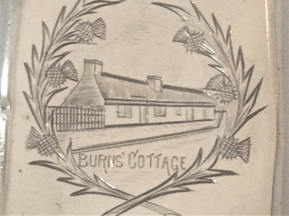 A rare 'Burns Cottage' engraved silver vesta. View IV