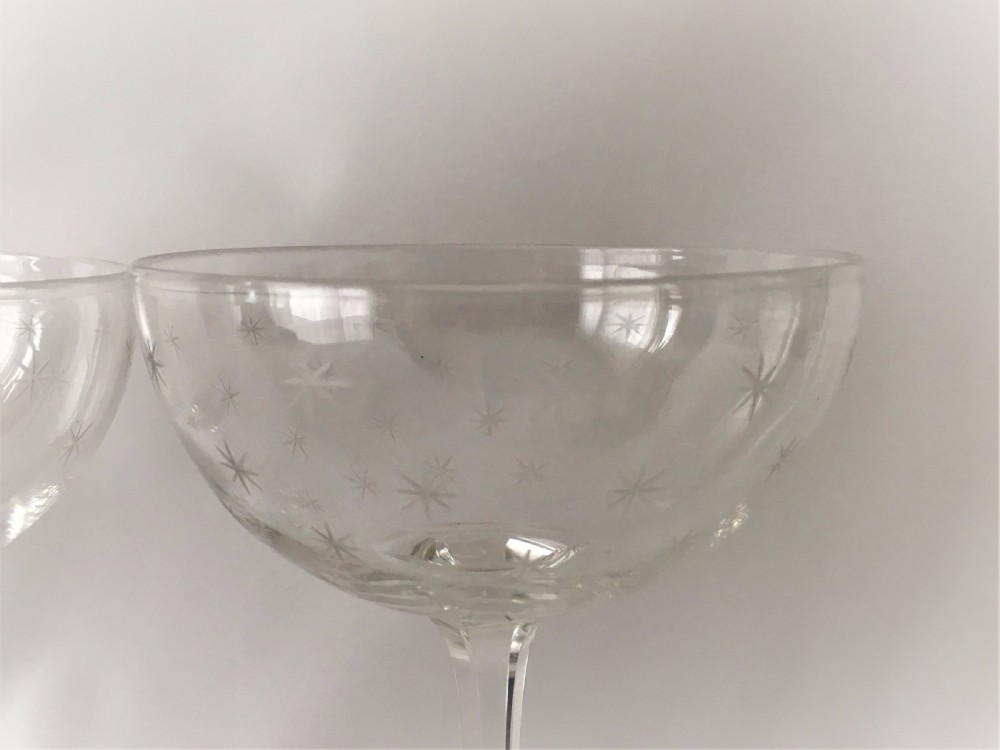 A charming pair of Victorian star etched champagne bowls. View VII