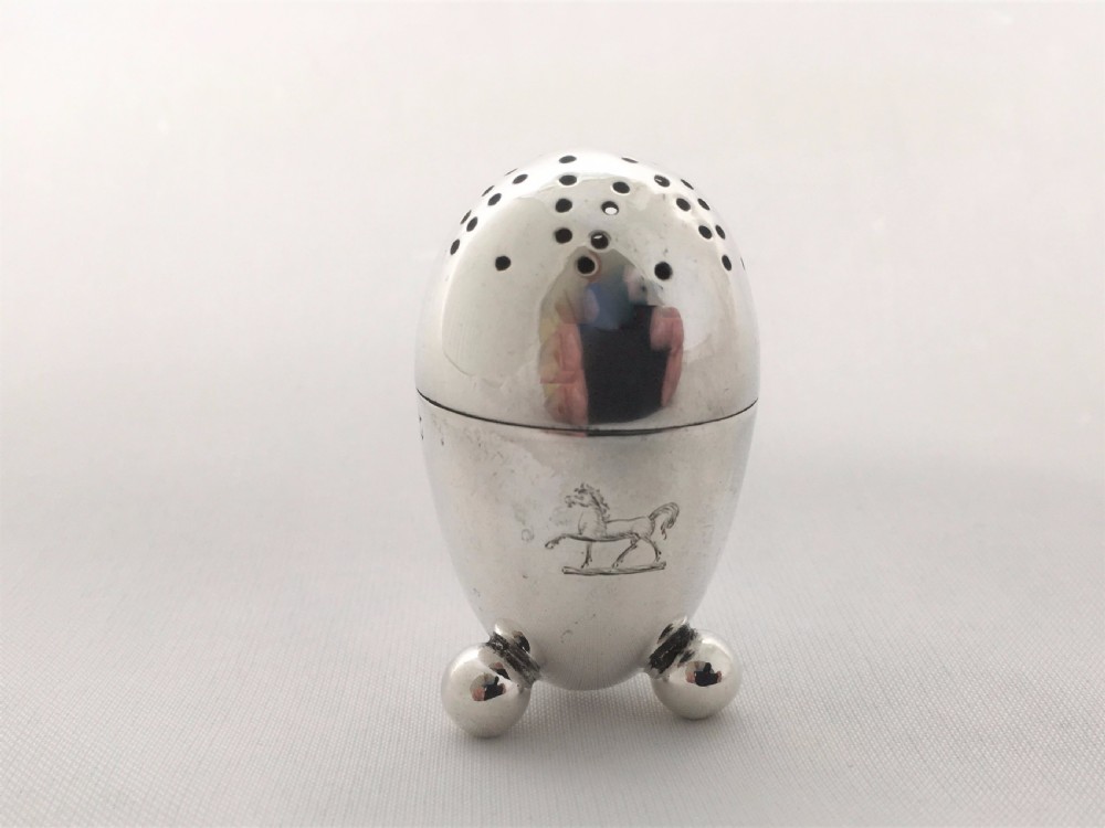 A gorgeous Victorian silver egg pepper. View III