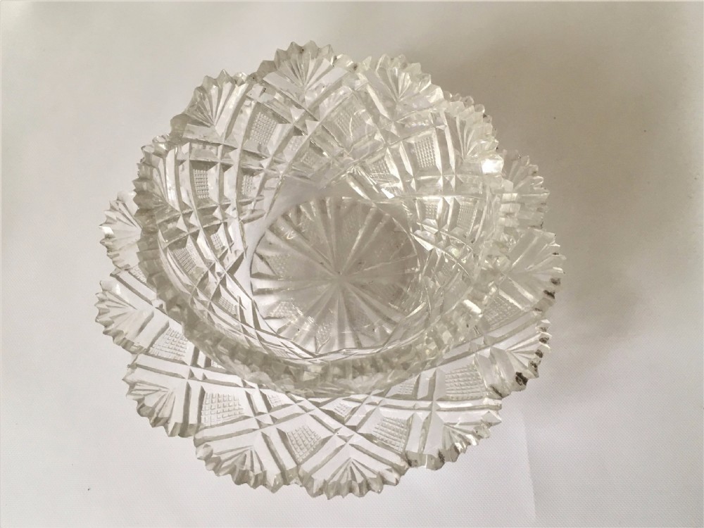 A fabulous pair of Regency cut glass condiment tubs & silver spoons. View VII