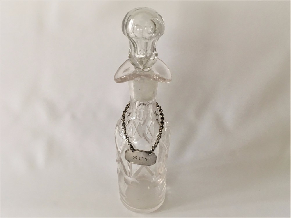 A rare Edwardian soy bottle with hallmarked silver label. View III