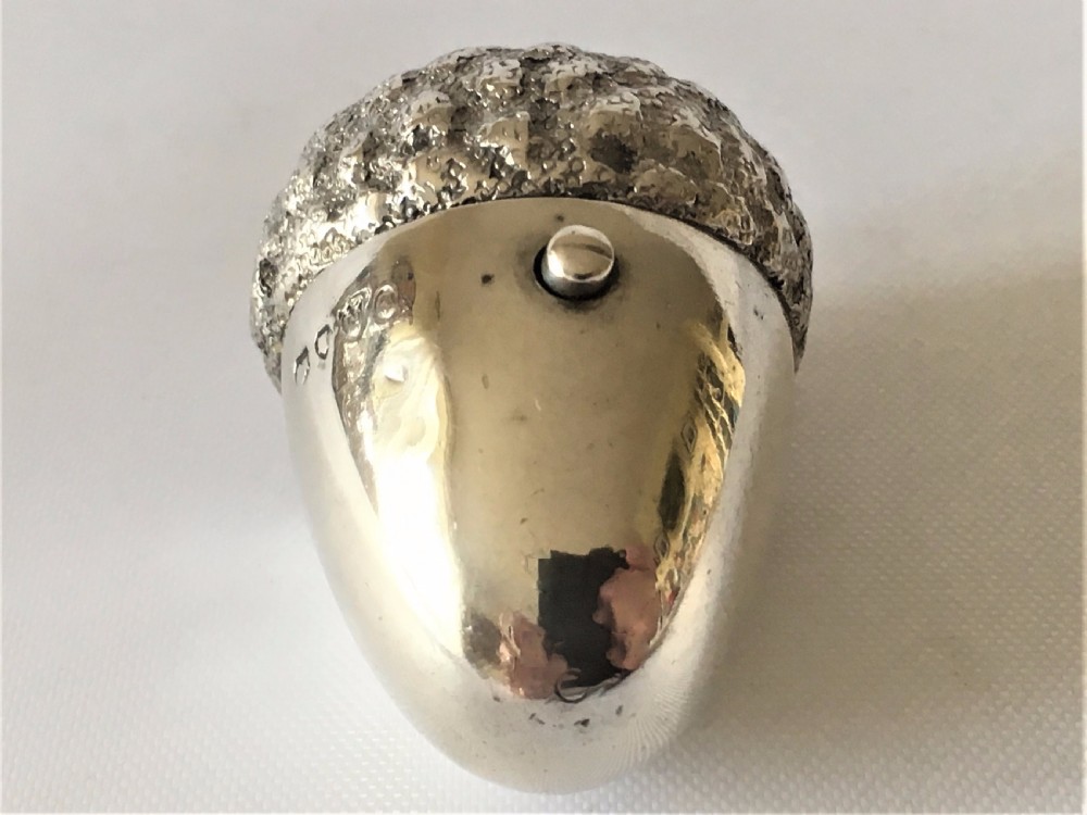 A rare Victorian silver 'acorn' thimble case View II