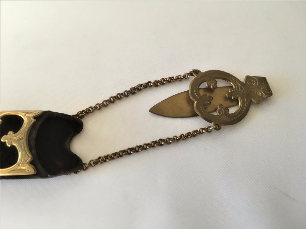 A Victorian ormolu and velvet spectacles case.  View III