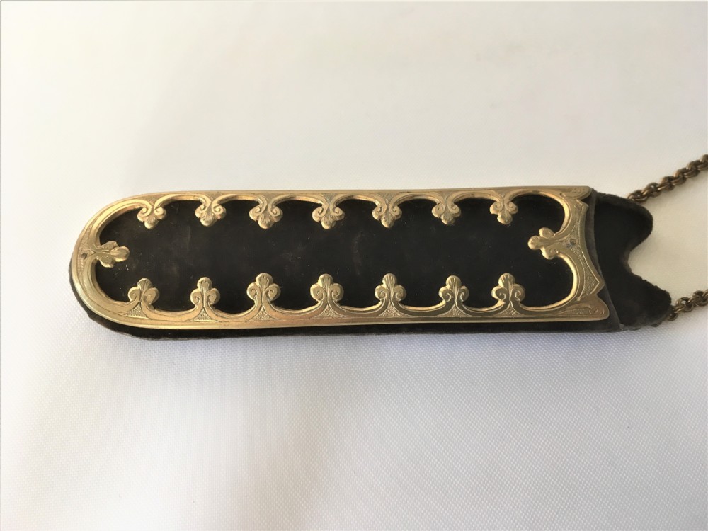 A Victorian ormolu and velvet spectacles case.  View II
