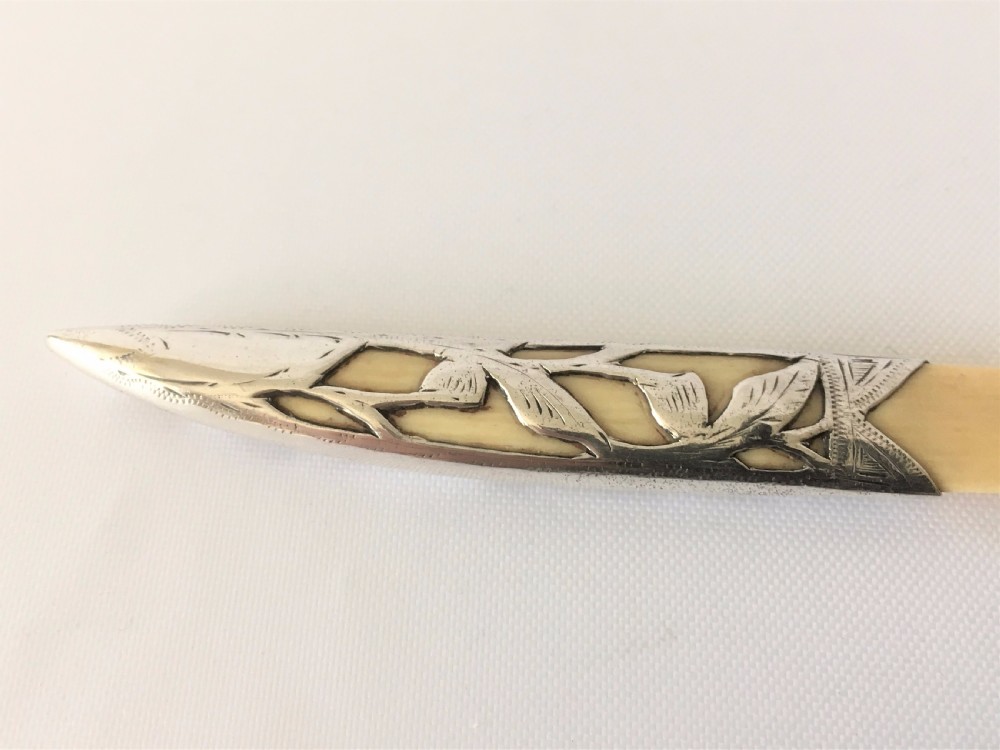 A gorgeous Art Nouveau silver & ivory letter opener. View II