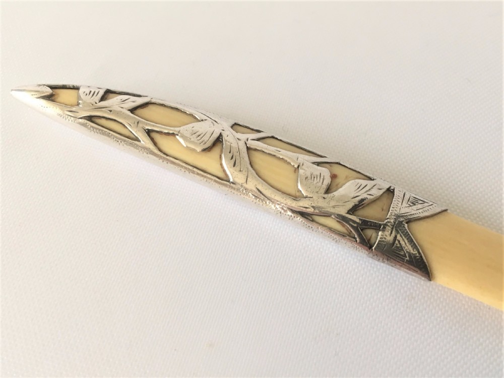 A gorgeous Art Nouveau silver & ivory letter opener. View IV