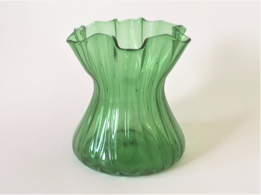 An Art Nouveau wrythen glass posy vase