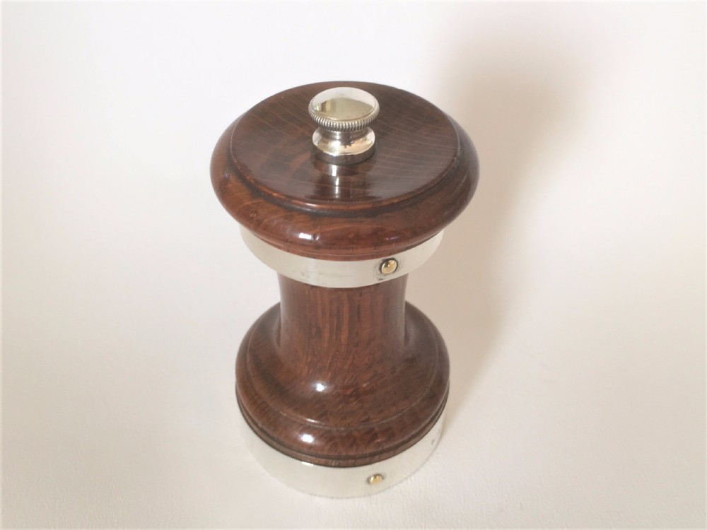 An Edwardian silver mounted pepper grinder View II