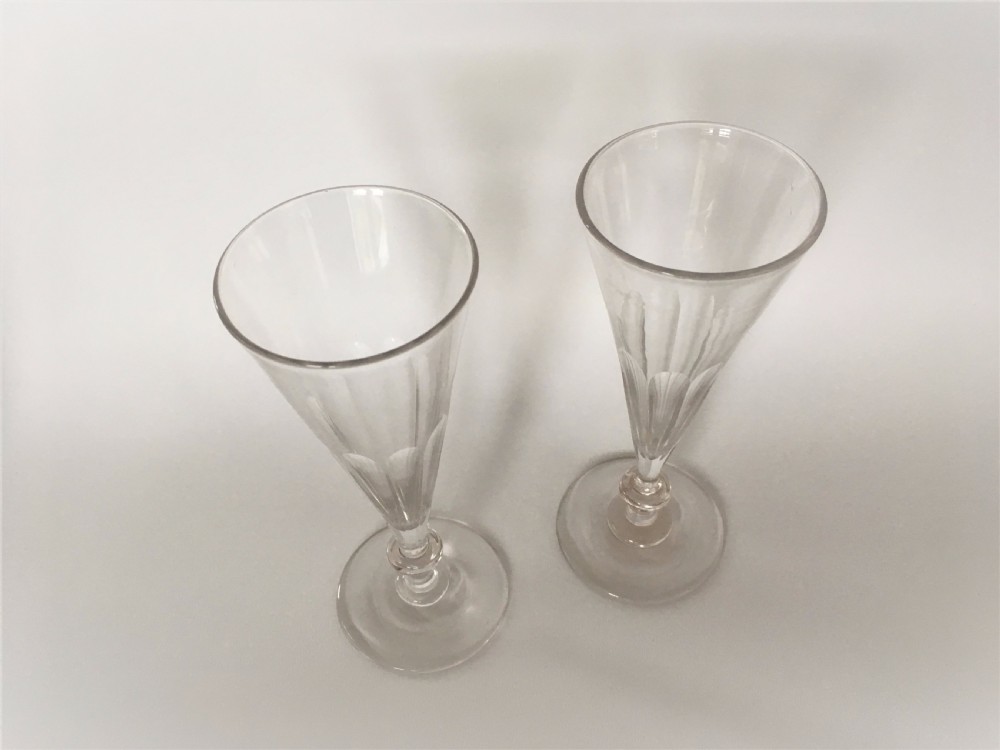 A gorgeous pair of early Victorian champagne flutes. View II
