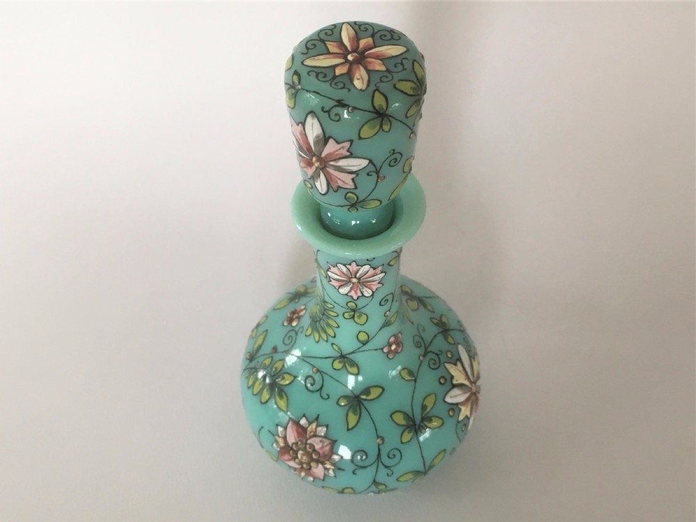An enamel painted 19th Century glass scent bottle. View II