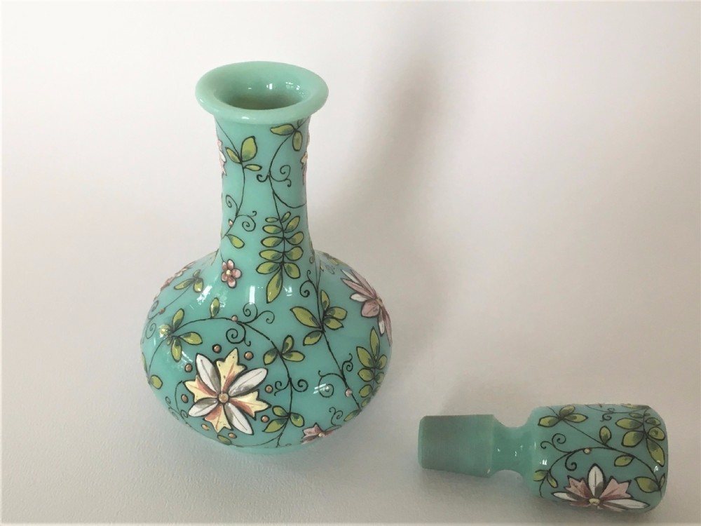 An enamel painted 19th Century glass scent bottle. View III