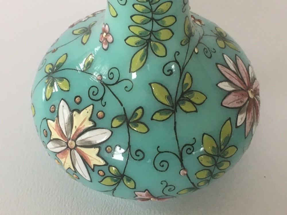 An enamel painted 19th Century glass scent bottle. View VI
