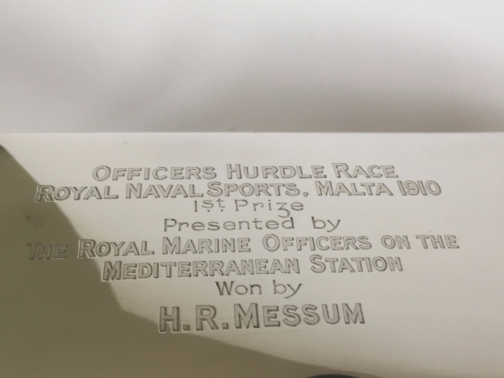 A superb silver table cigarette box. Malta Naval interest. View XI