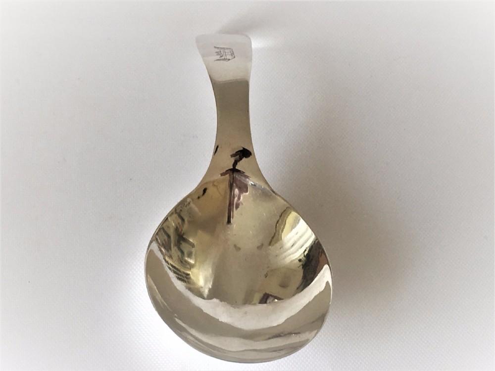 A rare Hester Bateman silver caddy spoon. View II