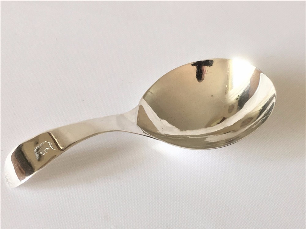 A rare Hester Bateman silver caddy spoon. View III