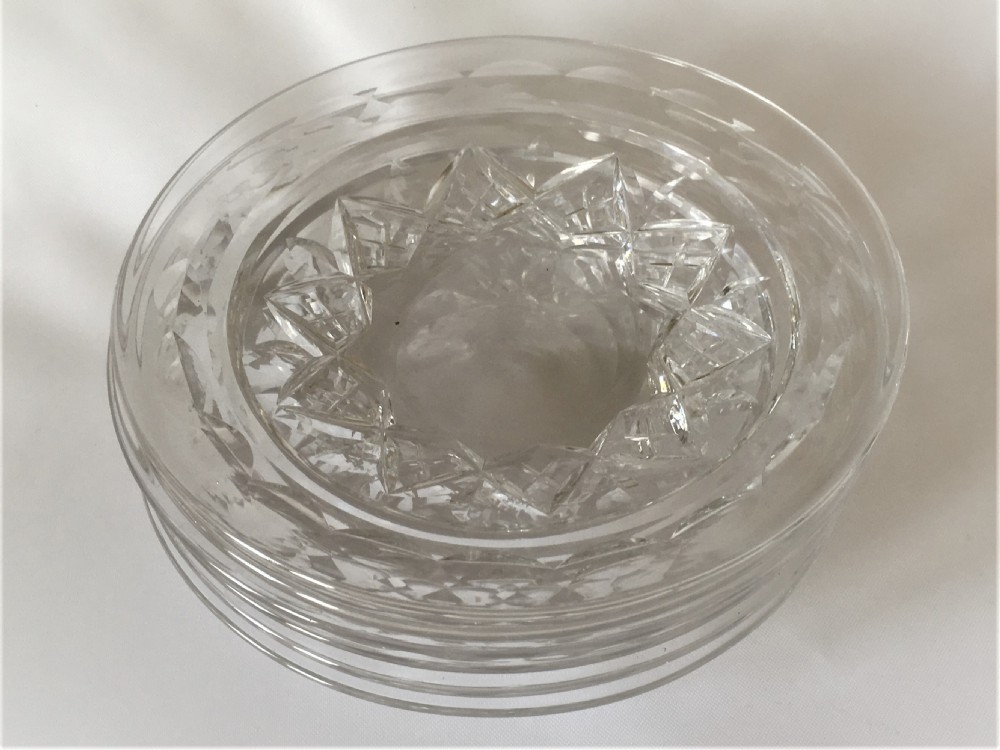 Six cut glass ice plates. View IV