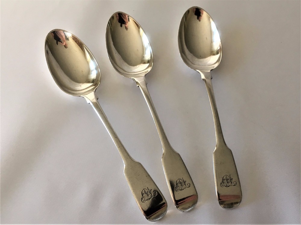 Three rare York silver teaspoons.