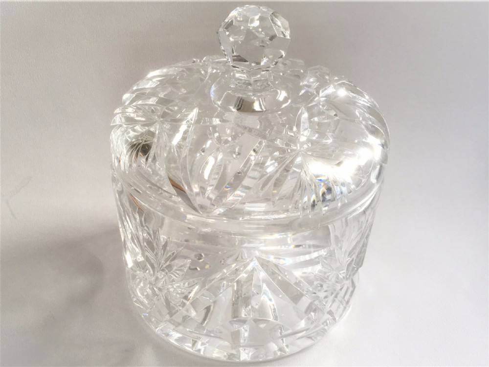 A delightful cut glass small biscuit barrel View II