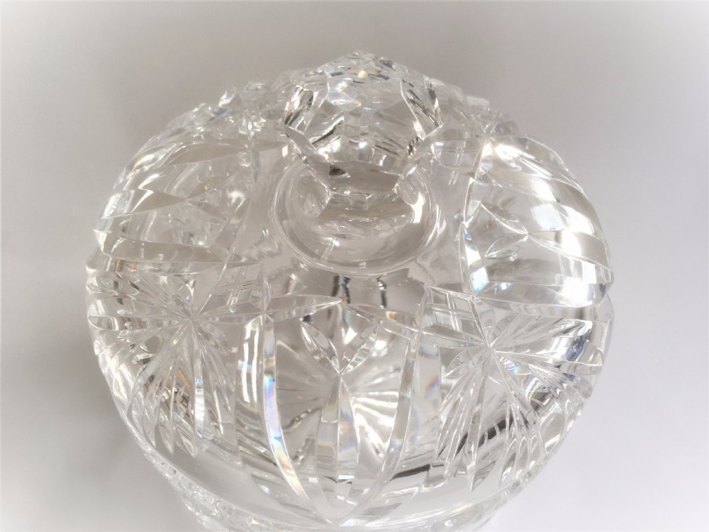 A delightful cut glass small biscuit barrel View V