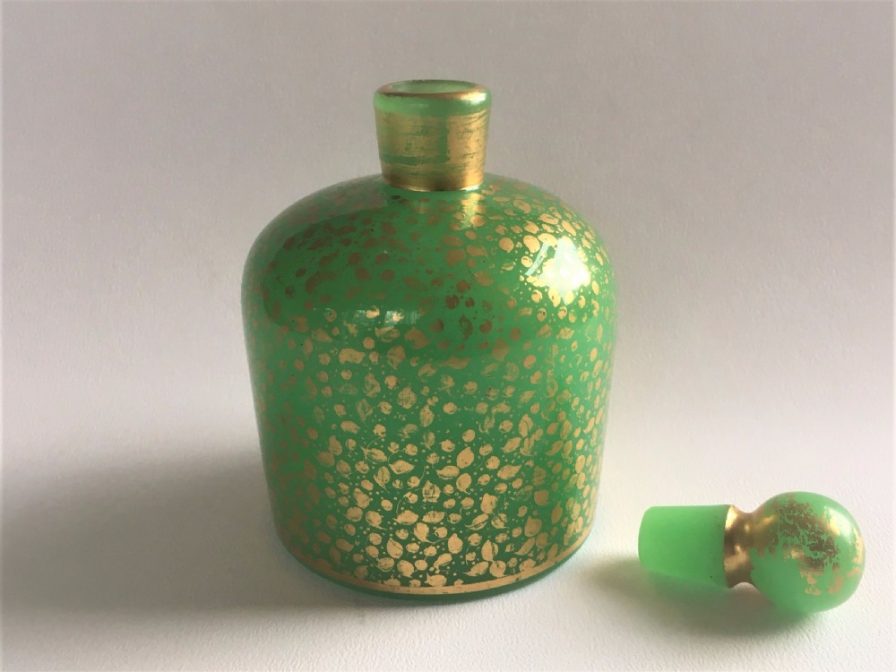 A lovely jade glass gilded cologne bottle View V