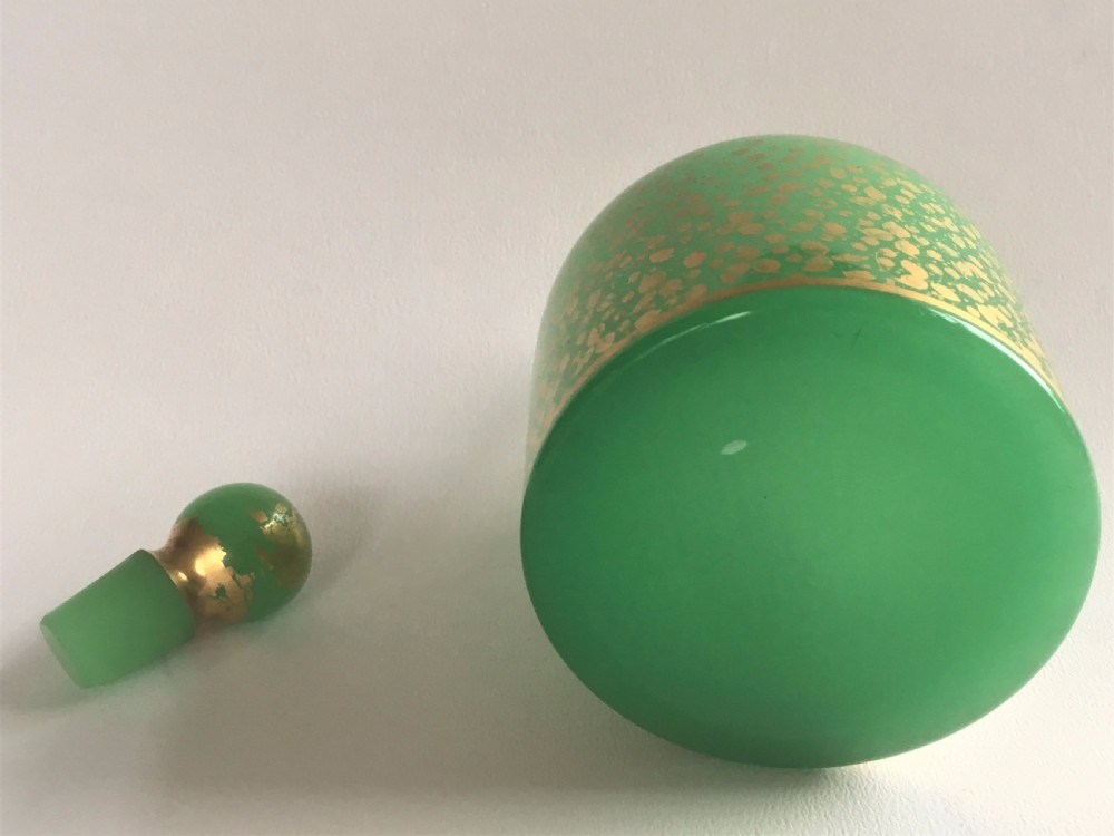 A lovely jade glass gilded cologne bottle View VI