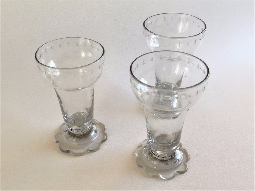 Three rare 18th Century syllabub glasses View II