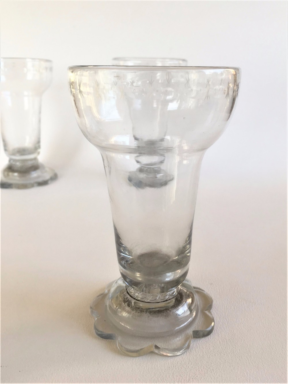 Three rare 18th Century syllabub glasses View IV