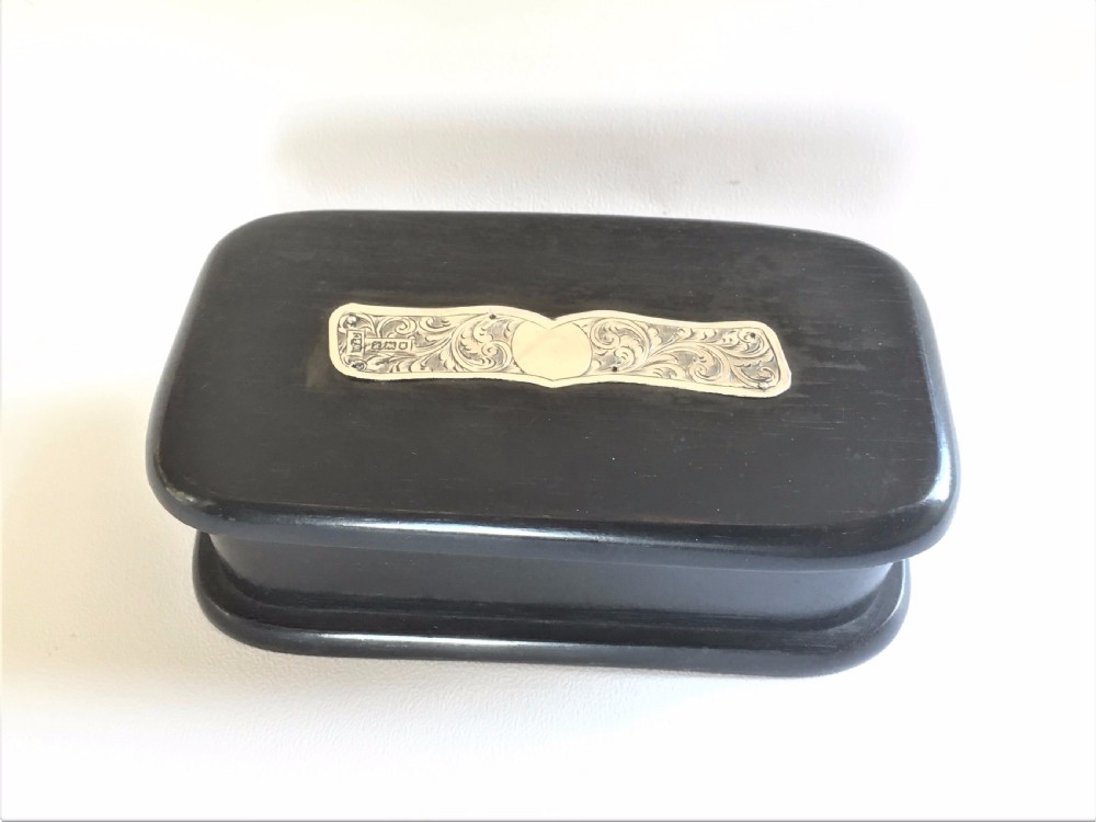 An attractive Edwardian silver & ebony trinket box