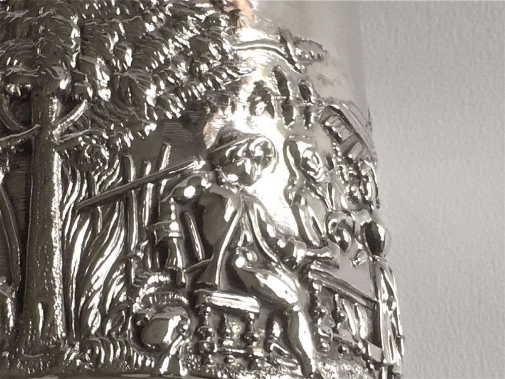 A superb Edwardian scenic silver tea caddy View IX