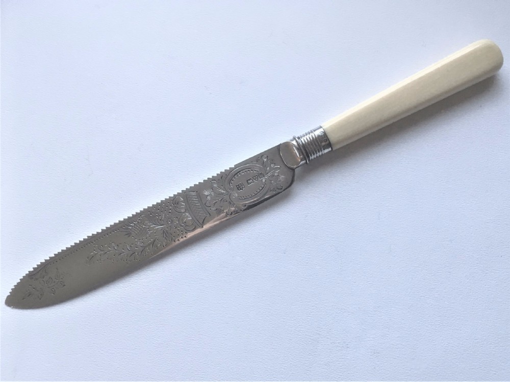 A superb Chester silver Edwardian wedding cake knife
