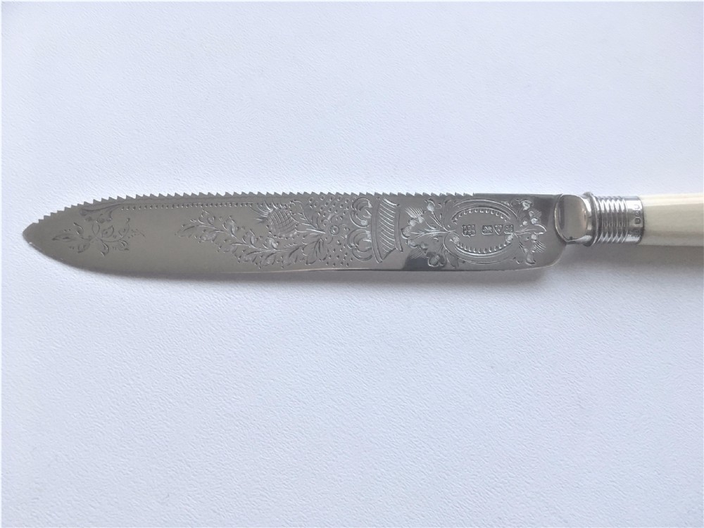 A superb Chester silver Edwardian wedding cake knife View II