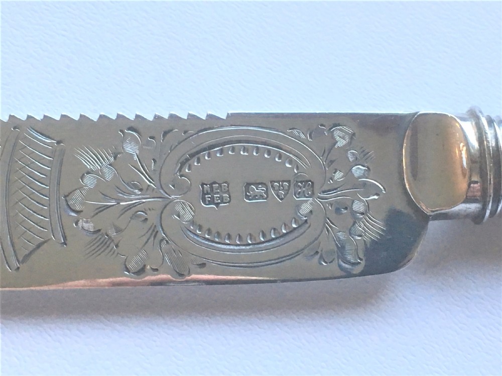 A superb Chester silver Edwardian wedding cake knife View III