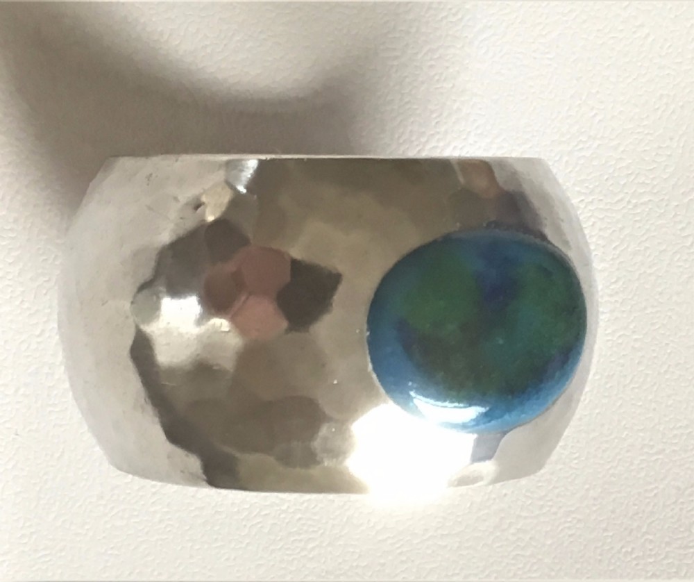 A fabulous Arts & Crafts silver & enamel napkin ring View VIII