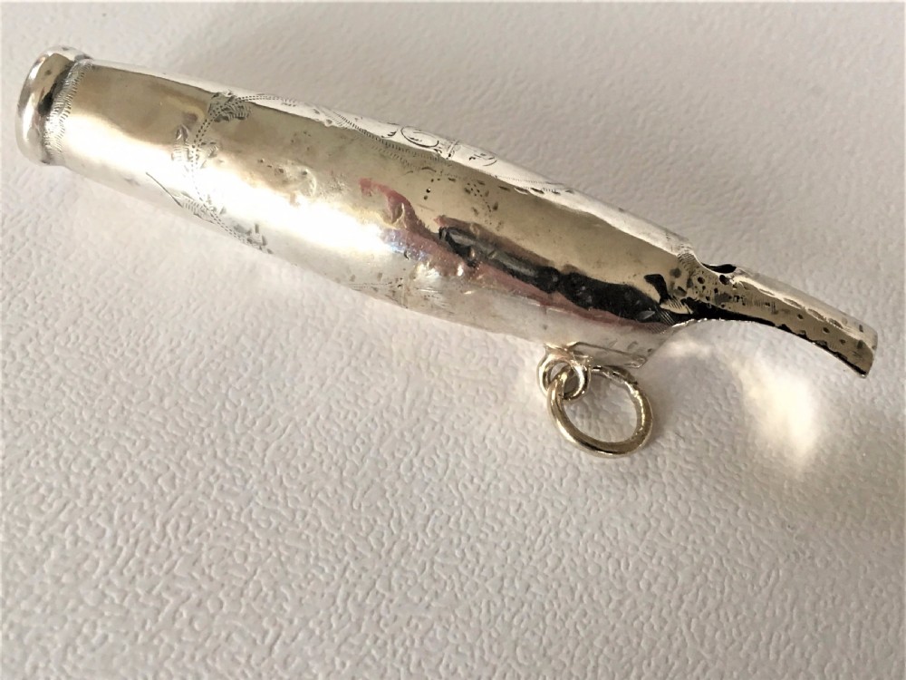 An extremely rare 18th Century silver whistle View III