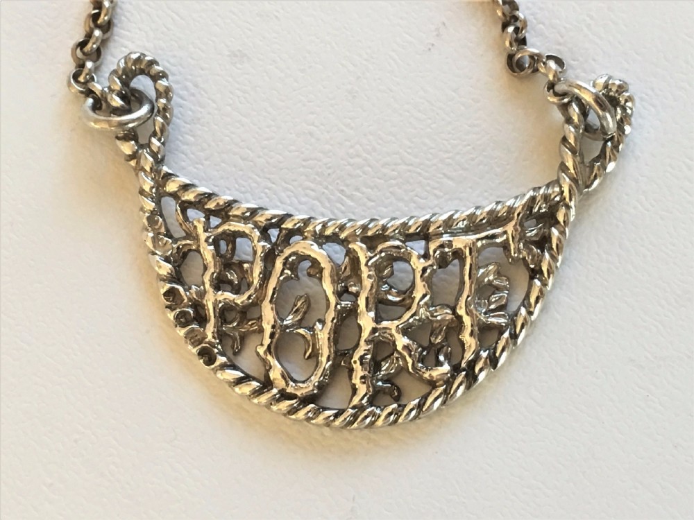 An unusual cast Victorian silver Port label View II